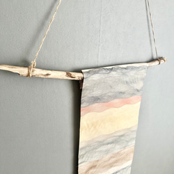 帯のタペストリー　流木×涼しげな縞　テーブルランナー使用可　小物　和モダン　着物　リメイク インテリア　和室 9枚目の画像