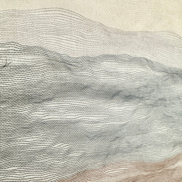 帯のタペストリー　流木×涼しげな縞　テーブルランナー使用可　小物　和モダン　着物　リメイク インテリア　和室 5枚目の画像