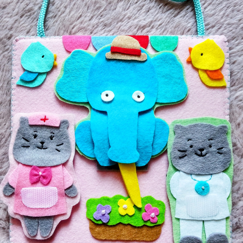 ネコのお医者さん 首掛けシアター 手袋シアター エプロンシアター