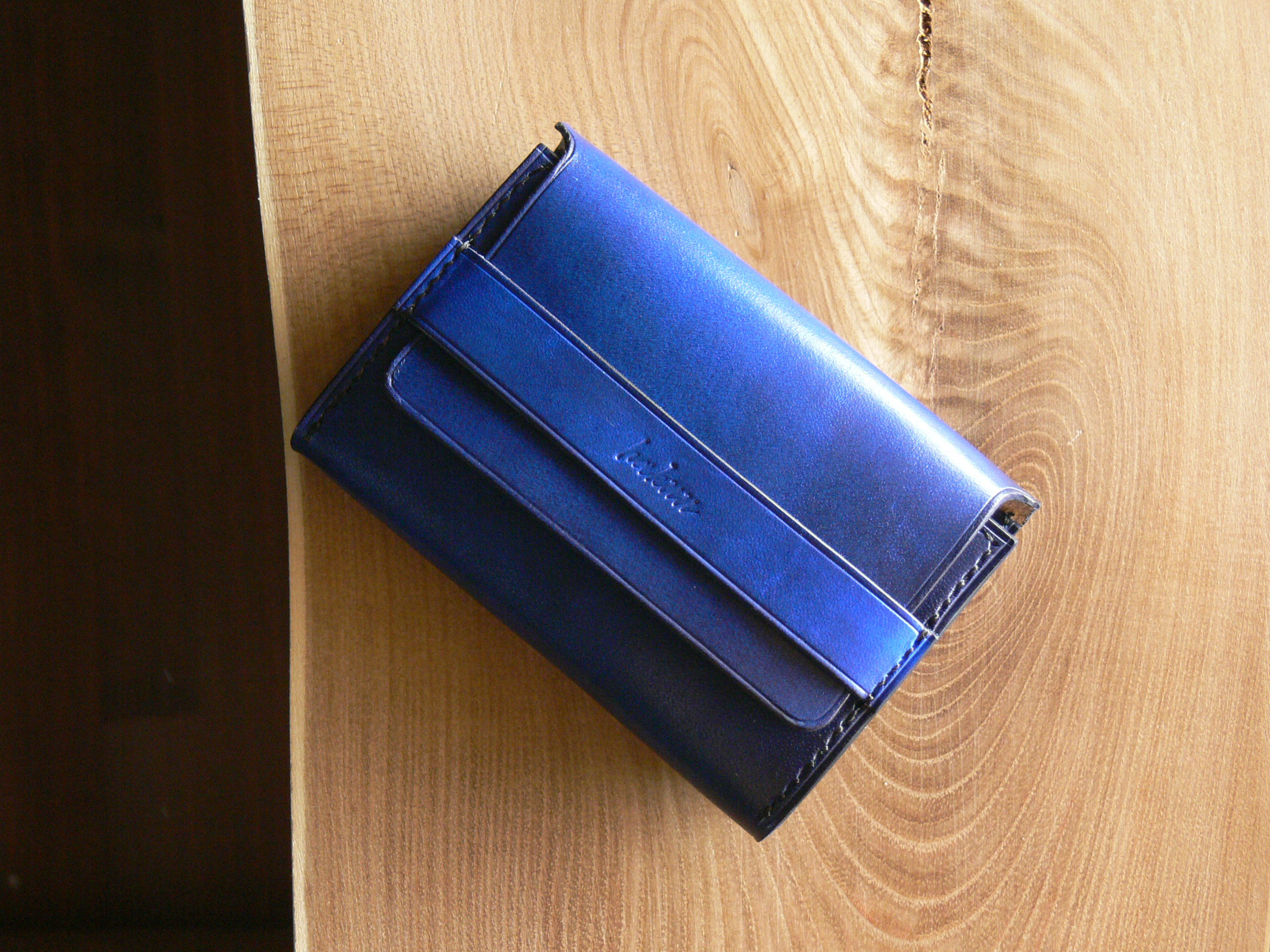 手染めレザーキーケース｜深い青｜カードポケット付き・本革・日本製・ハンドメイド