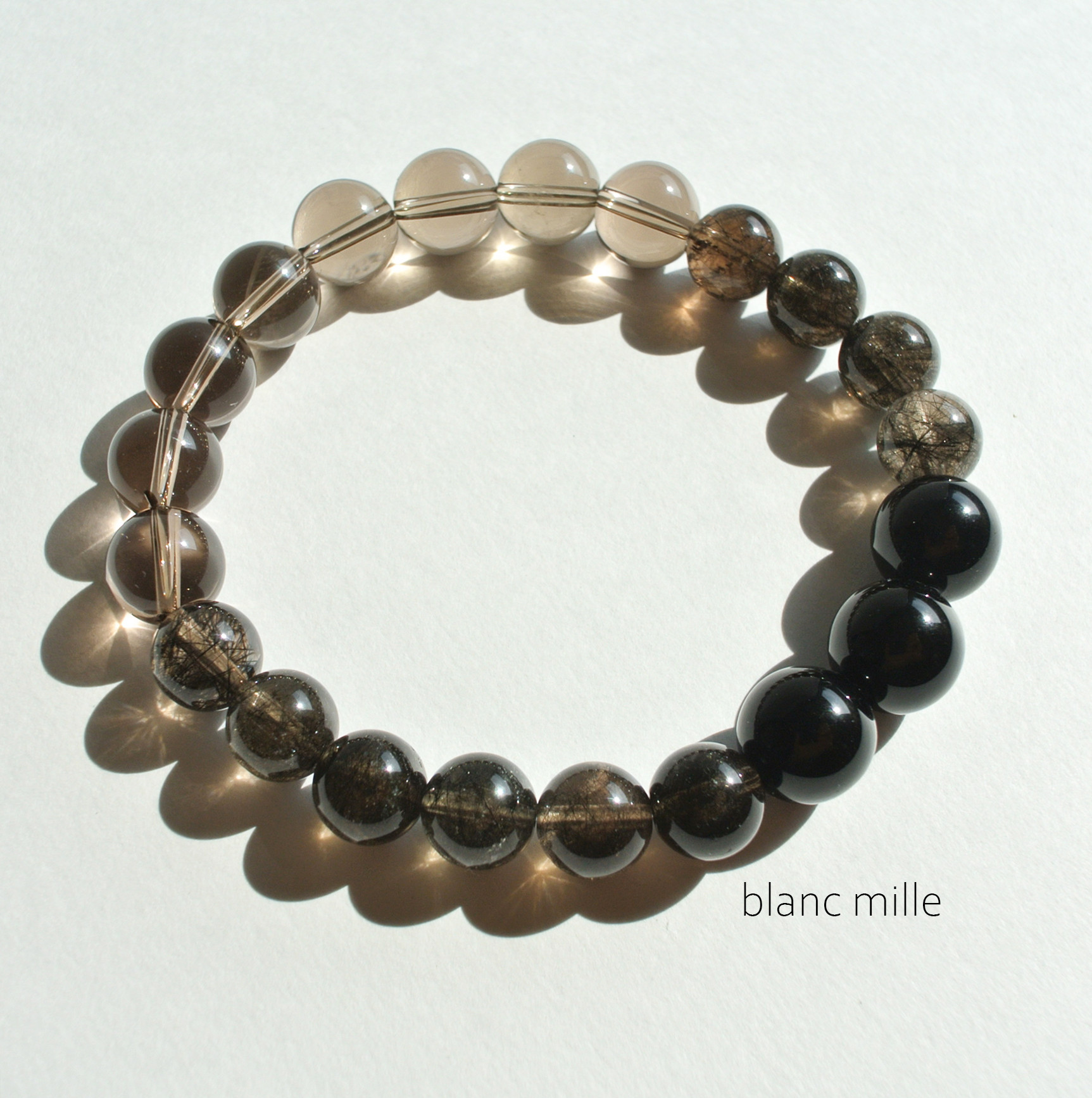 No.1982○*スモーキークォーツ＆ルチレイテッドモリオン＆モリオン ブレスレット○*群馬県産煙水晶