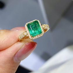 天然ダイヤモンド付きエメラルドリングk18 0703 指輪・リング パール