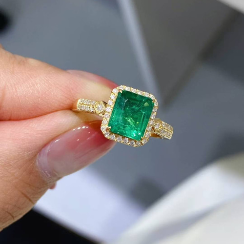 天然ダイヤモンド付きエメラルドリングk18 0703 指輪・リング パール