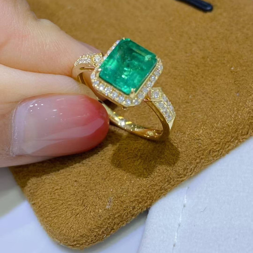 天然ダイヤモンド付きエメラルドリングk18 0703 指輪・リング パール