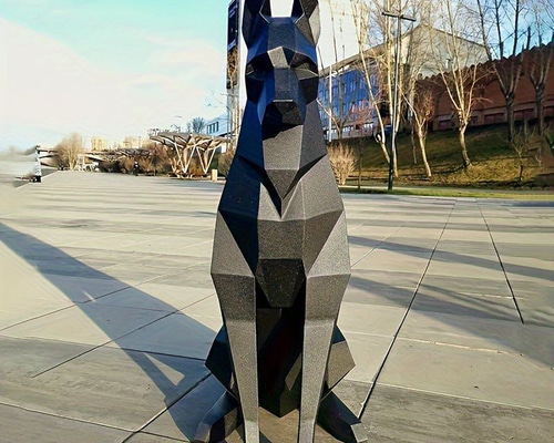 犬 置物 彫刻 3D 黒い犬 作品 ドーベルマン 屋外 屋内 動物彫刻 像