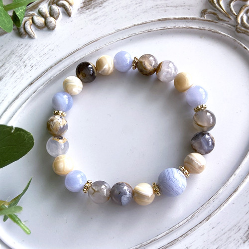 【高品質天然石】穏やかなエネルギーで人間関係を良好にする！天然石ストーンブレスレット(ギフトBOX付き)