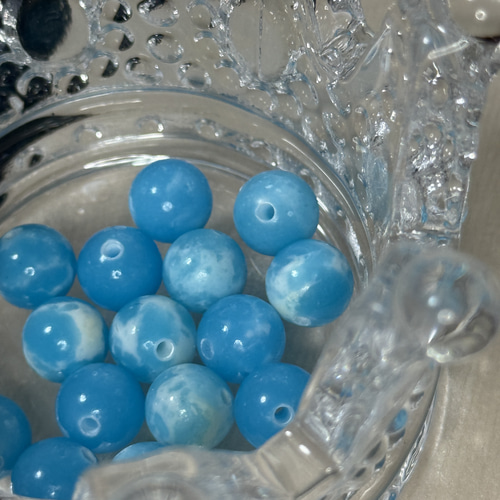 9mm 海紋石（ラリマー）ラスト14点「3日内発送」 単珠 一粒の珠