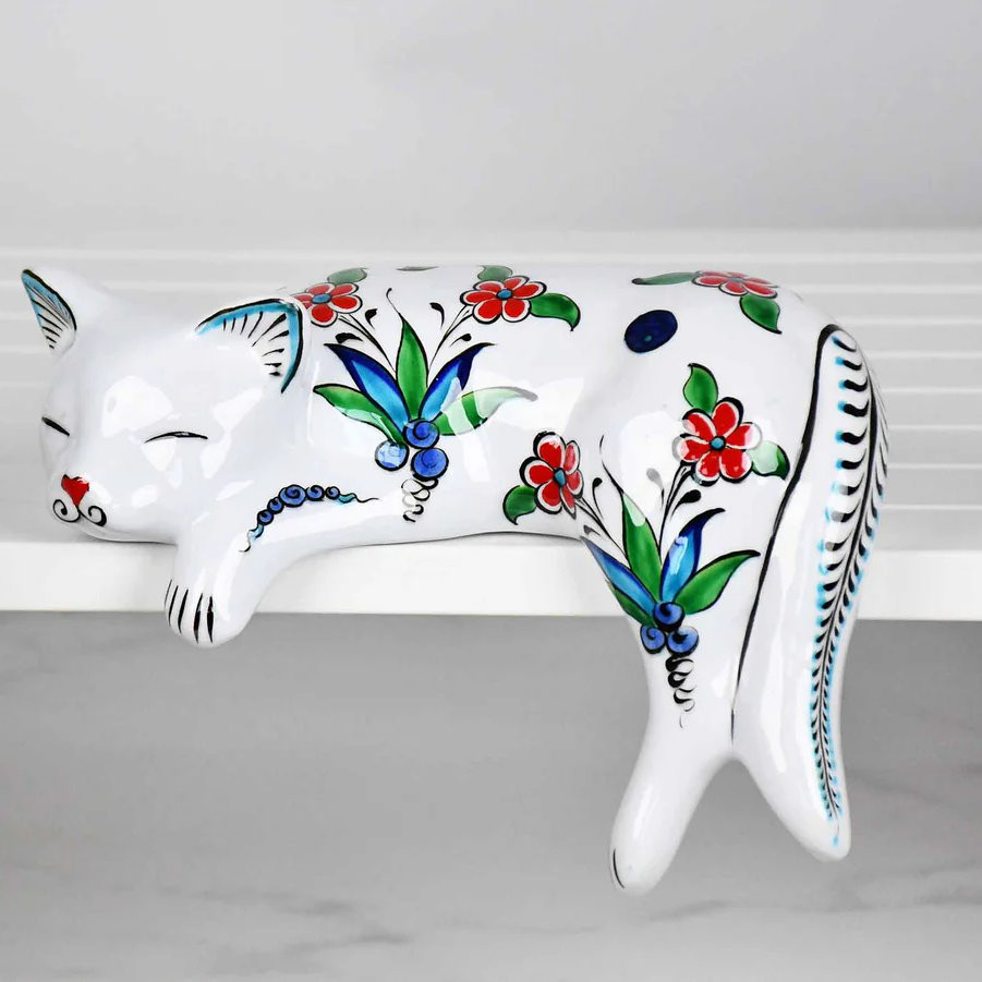 【陶器のアートオブジェ】トルコタイル・アートキャット/ウユマック