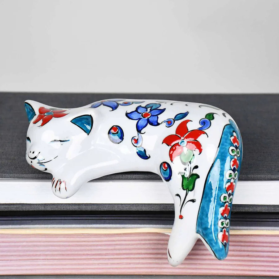 【陶器のアートオブジェ】トルコタイル・アートキャット/ウユマック