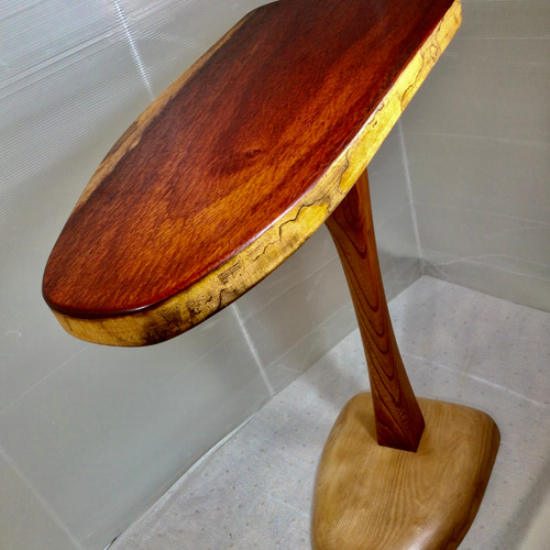 天然木 パープルハート材 折り畳みサイドテーブル 手造り 一点物