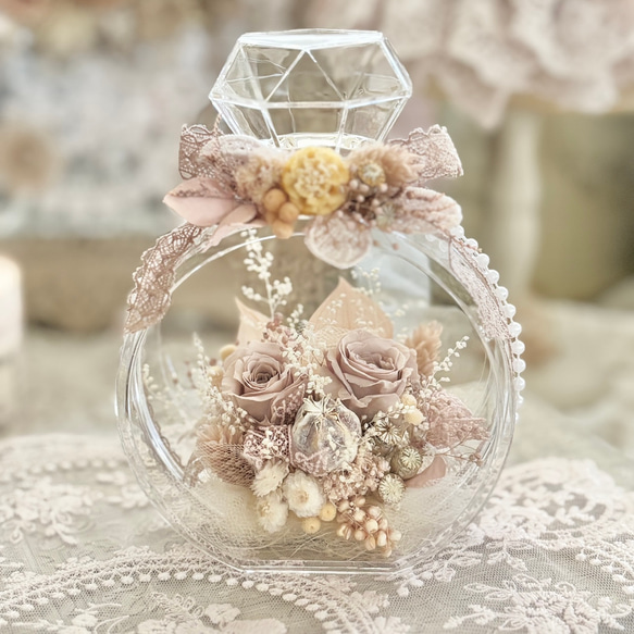 ＊*..シャビーピンクのロマンティックアレンジ＊°.プリザーブドフラワー　贈り物 シャビーピンクのロマンティックアレンジ＊°.プリザーブドフラワー