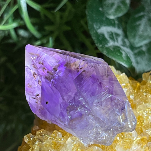 ゴールドカコクセナイト 紫水晶 アメジスト 結晶 原石 ラフストーン