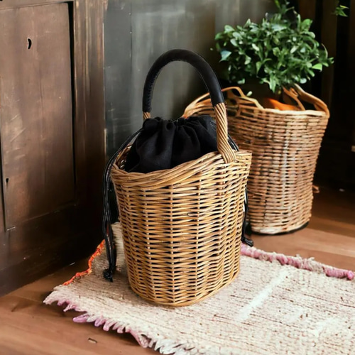 毎日使う日常使いのかごバッグ 天然のままのアラログ かごバッグ mi