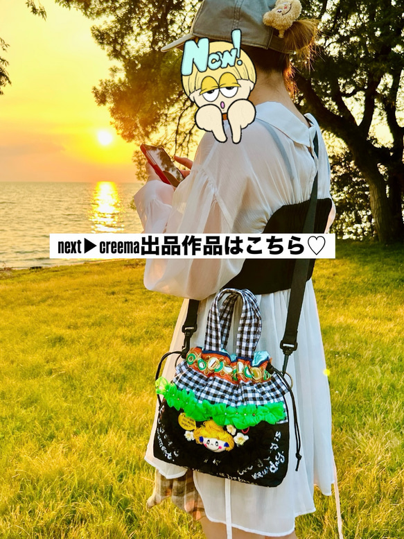 CHIFFOMI♡巾着2wayバッグ♡黒チェック♡ 2枚目の画像