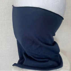 綿100%天竺編みネイビーシングルウェーブネックウォーマー新品 日焼け止めに 8枚目の画像