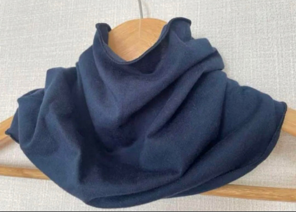 綿100%天竺編みネイビーシングルウェーブネックウォーマー新品 日焼け止めに 7枚目の画像