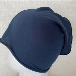 綿100%天竺編みネイビーシングルウェーブネックウォーマー新品 日焼け止めに 6枚目の画像