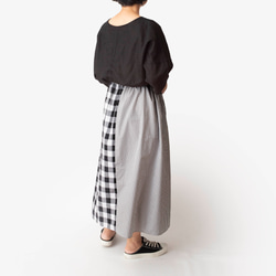 【２色のマキシスカート】丈をお選びいただけます　ウエストはオーダー無料　チェック　ストライプ　ブラック 5枚目の画像