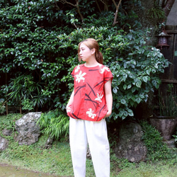 浴衣もんぺパンツ【笹】ワイドパンツ 綿 リメイクハンドメイド 夏祭り 七夕 浴衣もんぺパンツ【笹】ワイドパンツ 綿 リメイクハンドメイド