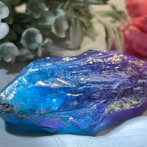 七色の夢໒꒱✨ オーラ 水晶 ラフストーン 原石 クリスタル 天然石