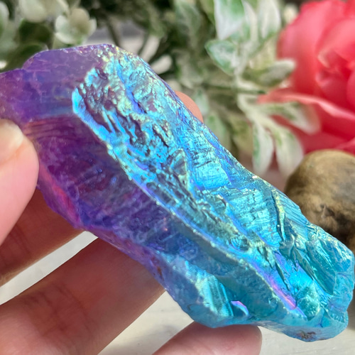 七色の夢໒꒱✨ オーラ 水晶 ラフストーン 原石 クリスタル 天然石