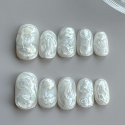 ネイルチップ✳︎ホワイト うるうる ぷっくりネイル / ブライダル 成人式 前撮り 2枚目の画像