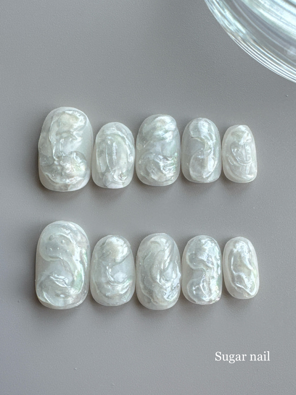 ネイルチップ✳︎ホワイト うるうる ぷっくりネイル / ブライダル 成人式 前撮り 2枚目の画像