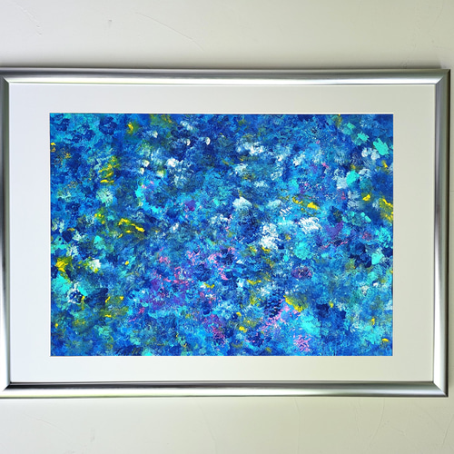 【専用】石垣の海に風がそよぐ / 抽象画 46×63㎝ A2 額縁セット 専用】石垣の海に風がそよぐ / 抽象画 46×63㎝ A2 額縁セット
