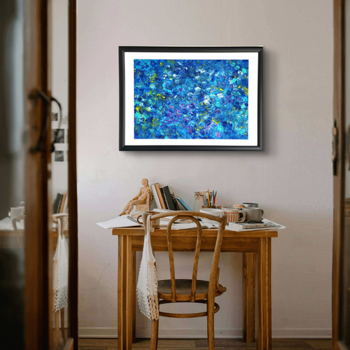 石垣の海に生きた証 / 抽象画 46×63㎝ A2 額縁セット 原画のみ モダン 石垣の海に生きた証 / 抽象画 46×63㎝ A2 額縁セット 原画1点