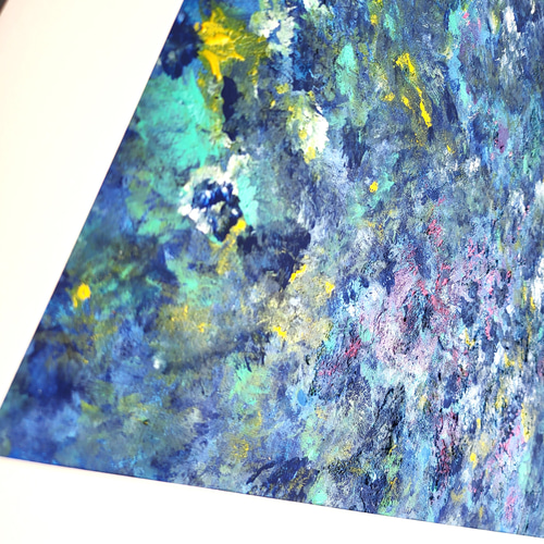 石垣の海に生きた証 / 抽象画 46×63㎝ A2 額縁セット 原画1点