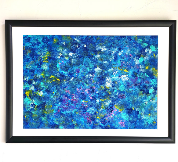【専用】石垣の海に風がそよぐ / 抽象画 46×63㎝ A2 額縁セット 石垣の海に風がそよぐ / 抽象画 46×63㎝ A2 額縁セット 原画1点