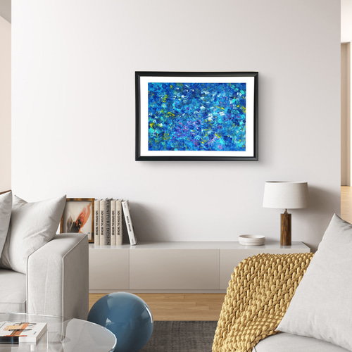 石垣の海に生きた証 / 抽象画 46×63㎝ A2 額縁セット 原画1点