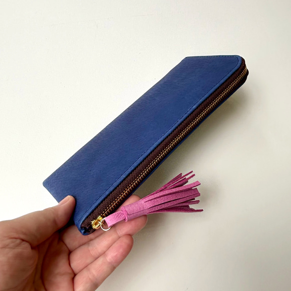 【カラーオーダーできます】ピッグスキンのスリムな長財布　 2枚目の画像