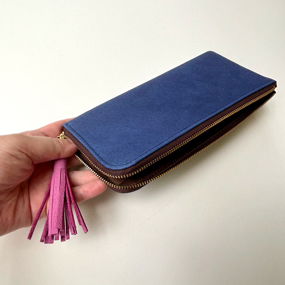 【カラーオーダーできます】ピッグスキンのスリムな長財布　 3枚目の画像