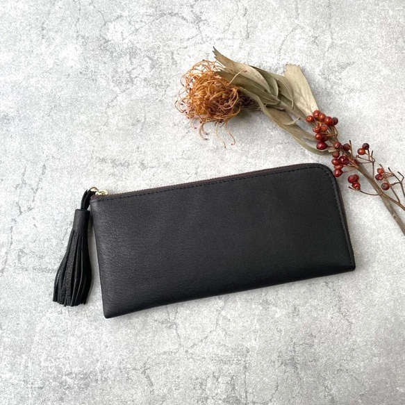 【カラーオーダーできます】ピッグスキンのスリムな長財布　 12枚目の画像