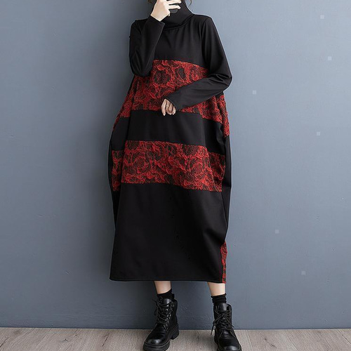 大きいサイズ レディース ロング　ワンピース　春 秋冬 新品 赤　長袖 レッド 大きいサイズ レディース ロング ワンピース 春 秋冬 新品 赤