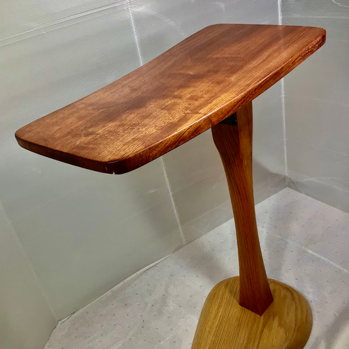 天然木　ブビンガ材　サイドテーブル　折り畳み式　手造り　一点物 天然木 ブビンガ材 サイドテーブル 折り畳み式 手造り 一点物 サイド