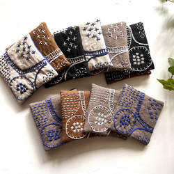 ウォルナットブラウン×ホワイト　北欧風⭐︎刺し子刺繍コースター(1枚) embroidery coaster 3枚目の画像
