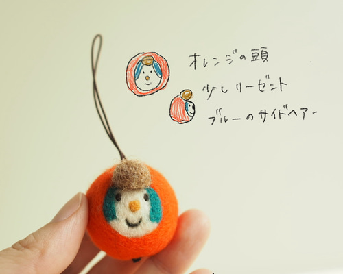 ニコニコさん 〈リーゼント〉羊毛フェルトぬいぐるみストラップ 携帯