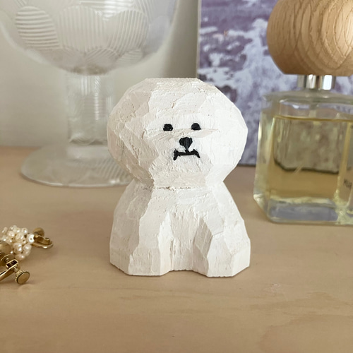 木彫り　ビションフリーゼ 木彫り ビションフリーゼ(小) - wooden fur | minne byGMOペパボ