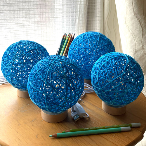 環灯(たまきとう） orb yarn lamp ／ 青猫(しょうびょう)：Mini DORA