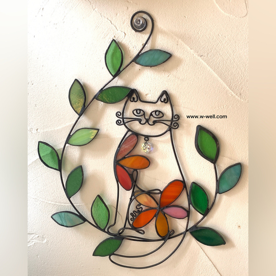 猫と蔓の壁飾り