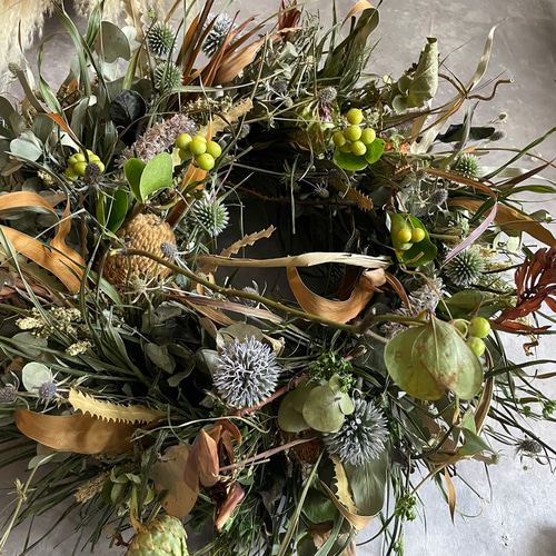 ドライフラワーリース〈ナチュラル×ワイルド〉約70センチ ドライ