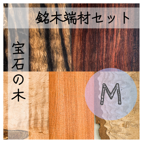 木材の端材サンプル162枚 ◍端材：H8「宝石の木／M（みし）」┃日本 世界 広葉樹 銘木 木材
