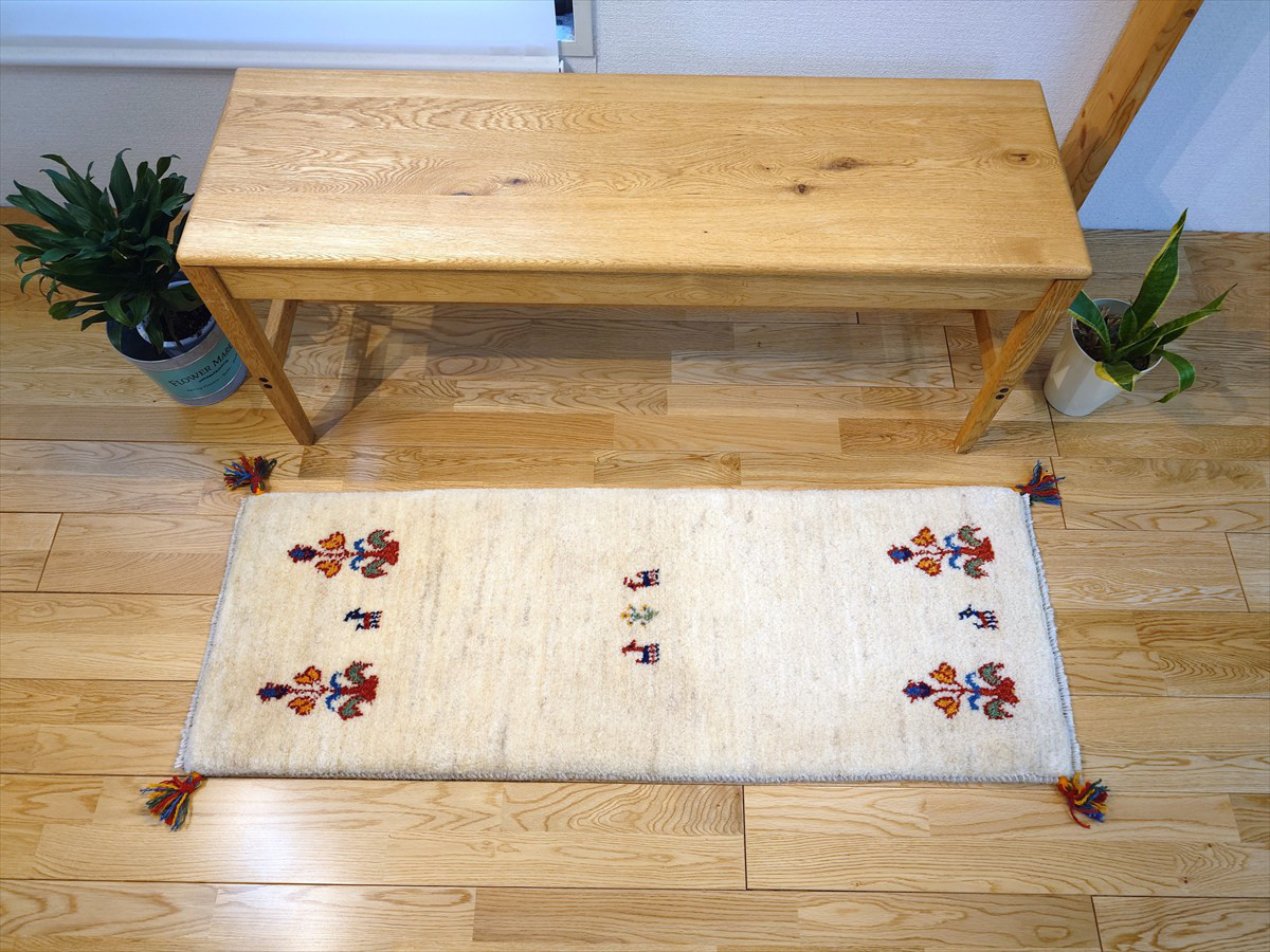 三連休最終日超目玉】ペルシャ　ギャッベ ミニランナー　ラグ　122x44cm　花　生命の木　RJ15077