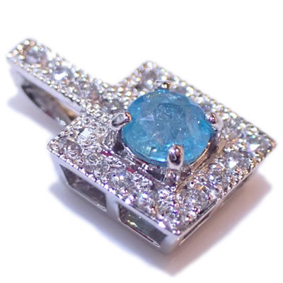 Pt パライバトルマリン-0.191ct&ダイヤモンド  ミル打ち デザイン ペンダントトップ