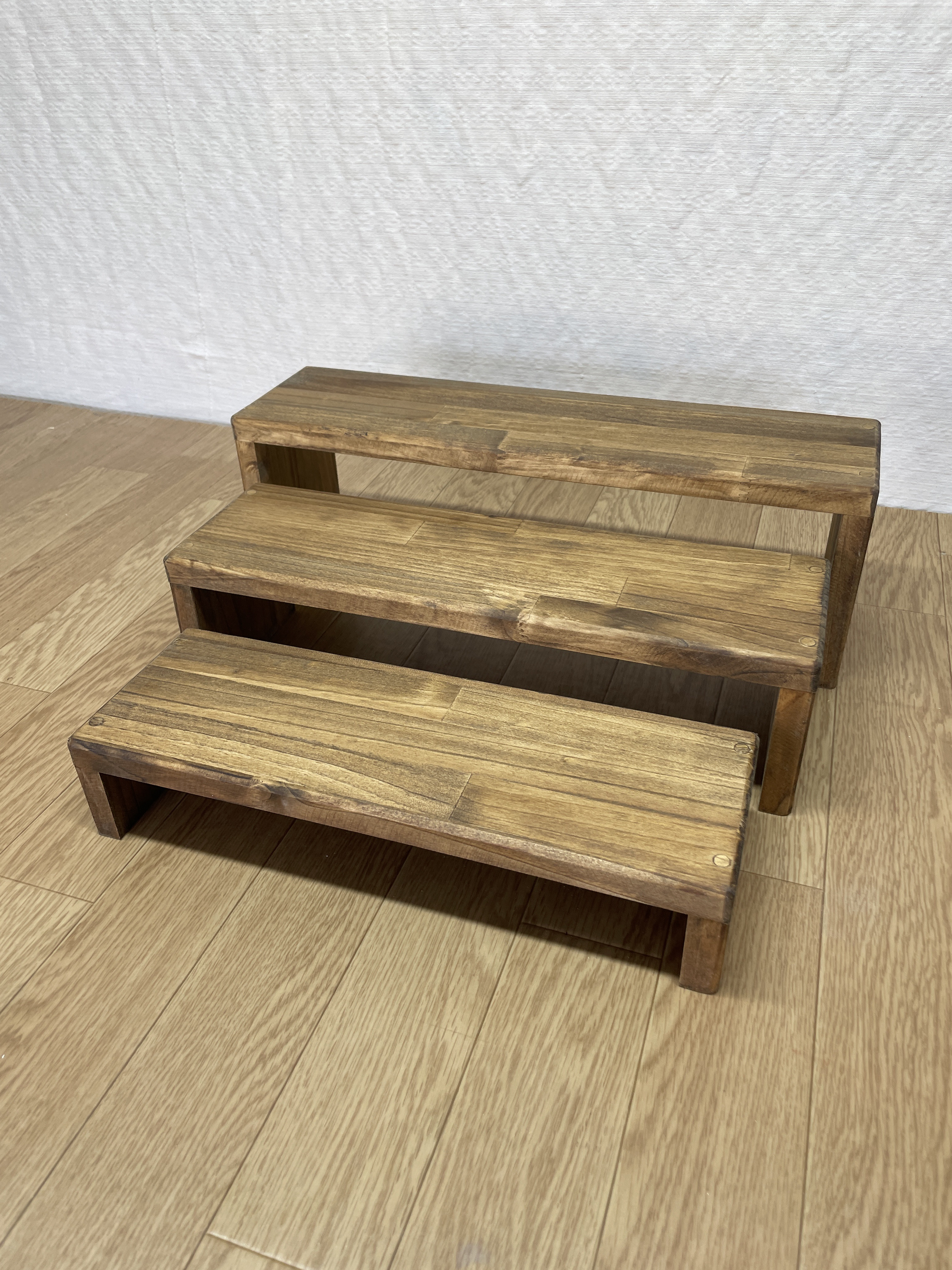 【コの字ラック3点セット】刻印サービス/ディスプレイ台/イベント什器/木製/棚/マルシェ／インテリア／飾り棚