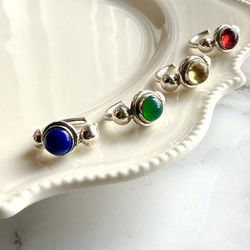 「推しジェム」イヤーカフ☆ グリーンオニキス×銀の粒/片耳用/silver950/緑/グリーン 13枚目の画像