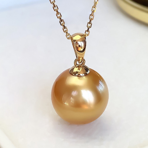 ヘイズジュエリー] 8-12.4mm 強力ゴールド 南洋ゴールドパール