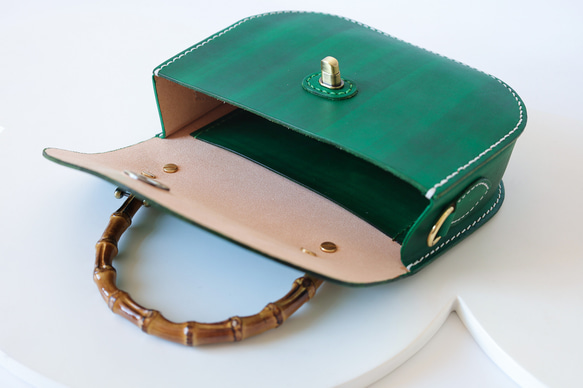 【Creema獨家早鳥價】竹柄牛皮單肩包/馬鞍包/手拿包 第12張的照片